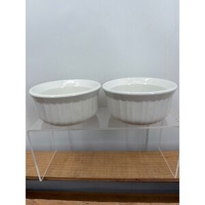 CorningWare French White Stoneware Ramekins 7oz 200mL Set of 2 White Ribbed